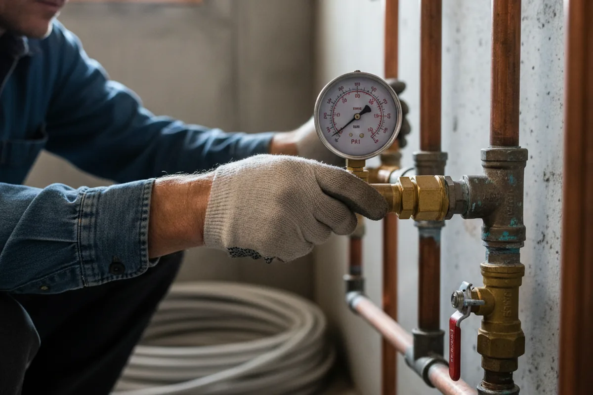Pressure testing a repaired line during Water Line Repair in Spencer